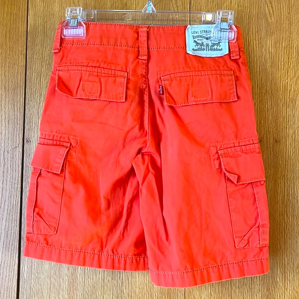 Levi’s 8 Reg bright orange cotton poplin boy’s cargo shorts 6 pockets EUC